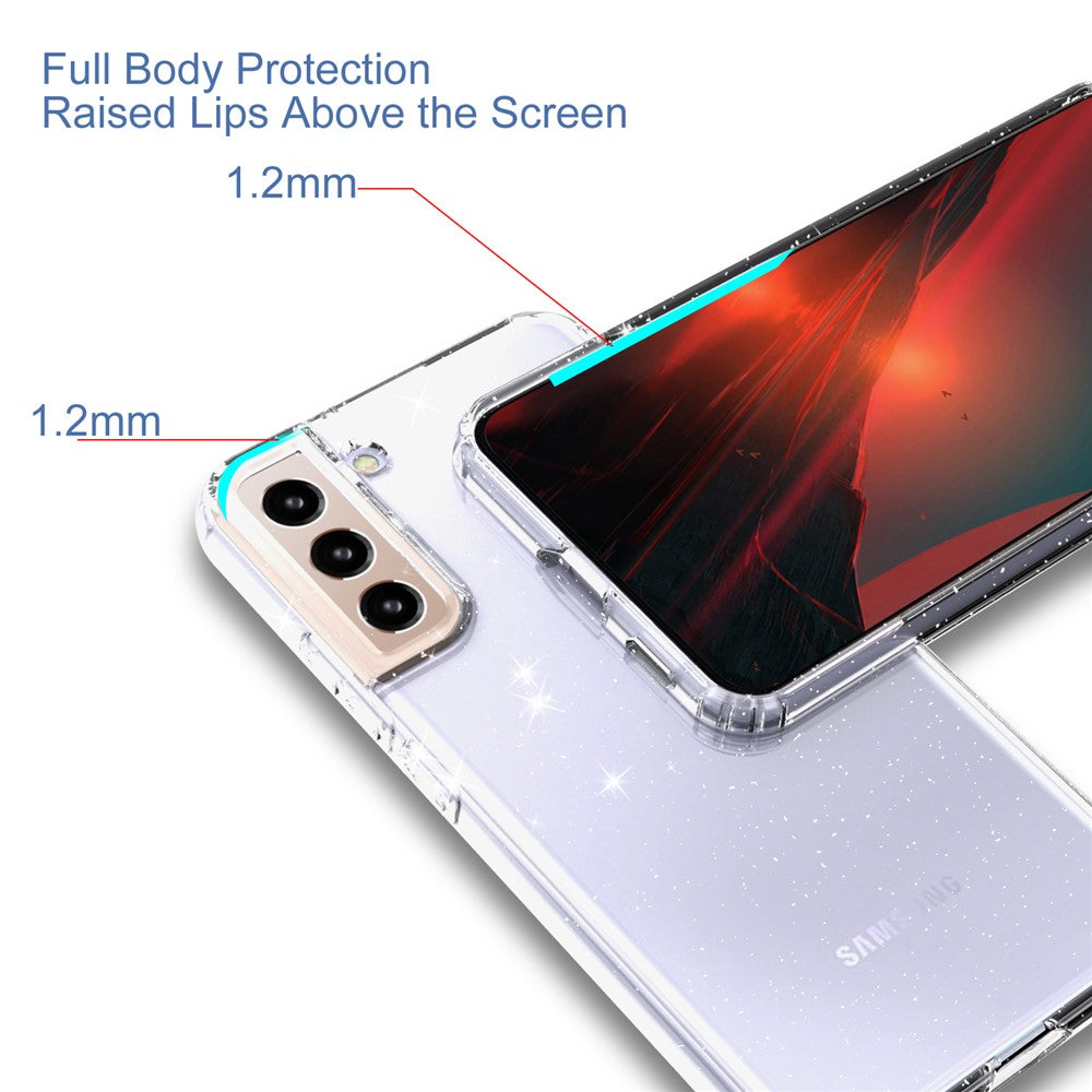 For Samsung Galaxy S22 5G GW18 Glittery Sequins Transparent Soft TPU Cover Mobile Phone Case Shell