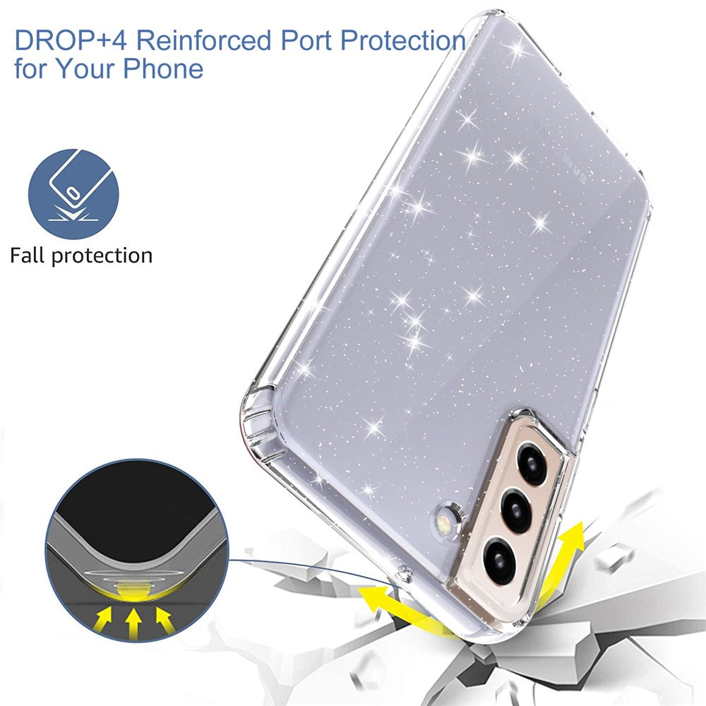For Samsung Galaxy S22 5G GW18 Glittery Sequins Transparent Soft TPU Cover Mobile Phone Case Shell