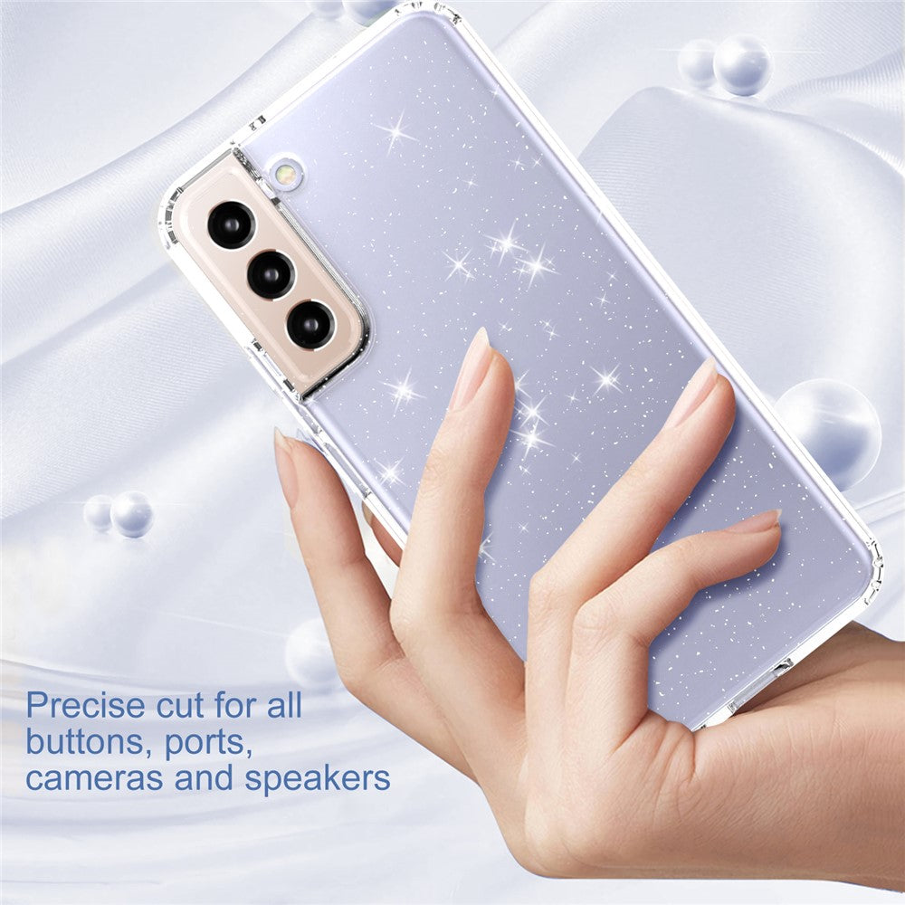 For Samsung Galaxy S22 5G GW18 Glittery Sequins Transparent Soft TPU Cover Mobile Phone Case Shell