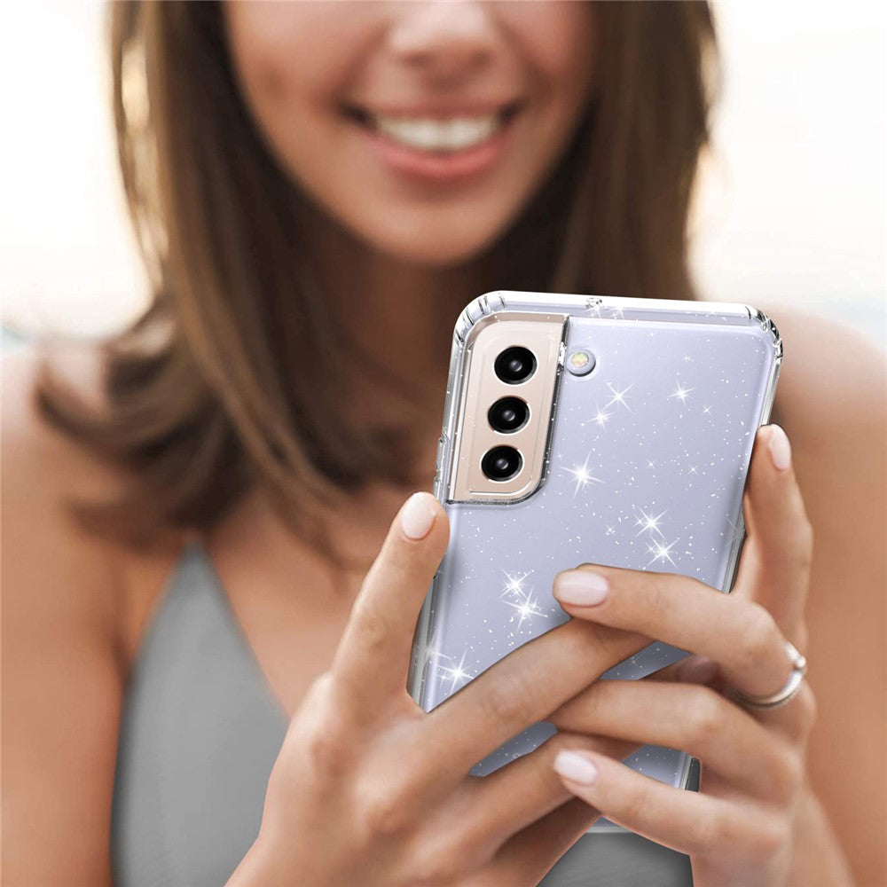 For Samsung Galaxy S22 5G GW18 Glittery Sequins Transparent Soft TPU Cover Mobile Phone Case Shell