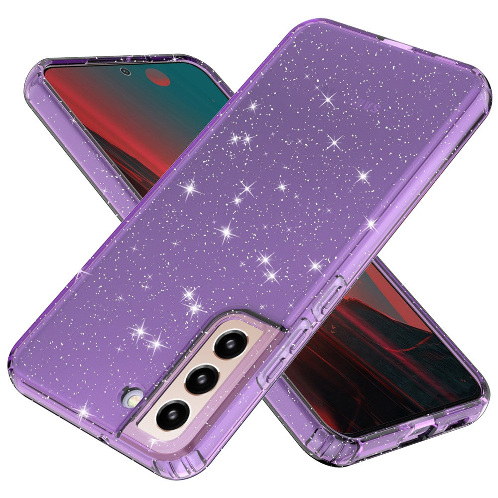 For Samsung Galaxy S22 5G GW18 Glittery Sequins Transparent Soft TPU Cover Mobile Phone Case Shell