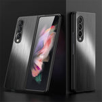 For Samsung Galaxy Z Fold3 5G Brushed Anti-scratch Stainless Steel+PC Folding Phone Case Cover