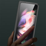 For Samsung Galaxy Z Fold3 5G Brushed Anti-scratch Stainless Steel+PC Folding Phone Case Cover