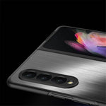 For Samsung Galaxy Z Fold3 5G Brushed Anti-scratch Stainless Steel+PC Folding Phone Case Cover
