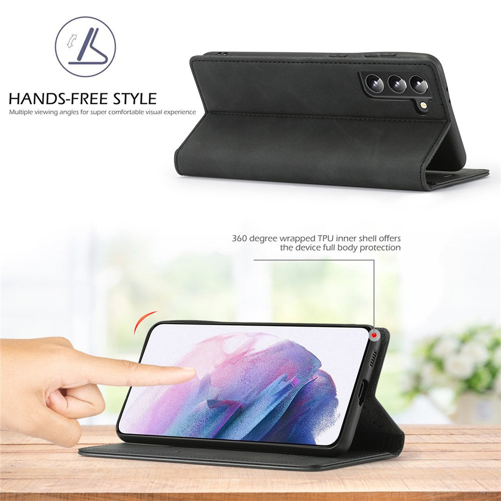 LC.IMEEKE Plånboksfodral till Samsung Galaxy S22+ 5G, Starkt magnetiskt, automatiskt stängande PU-läderfodral i läder med stativ