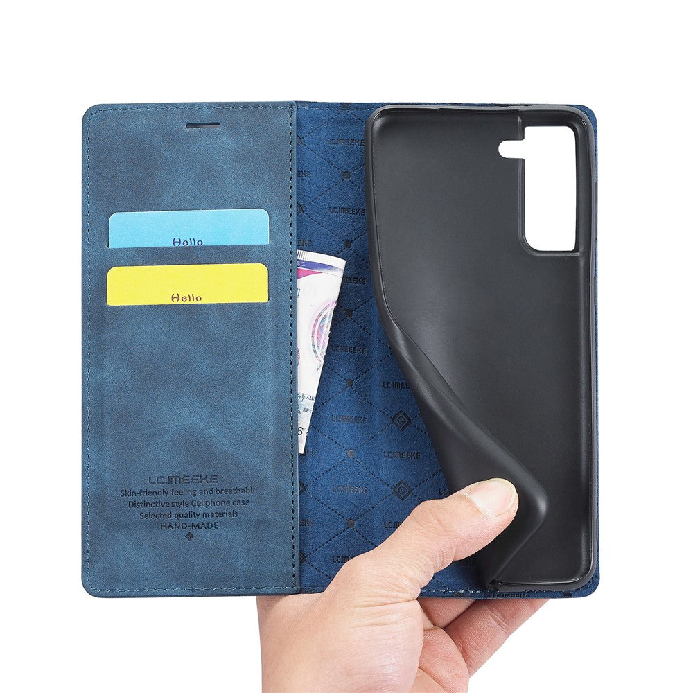 LC.IMEEKE Strong Magnetic Adsorption Shell for Samsung Galaxy S22 5G, PU Leather TPU Bumper Stand Flip Wallet Case