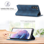LC.IMEEKE Strong Magnetic Adsorption Shell for Samsung Galaxy S22 5G, PU Leather TPU Bumper Stand Flip Wallet Case