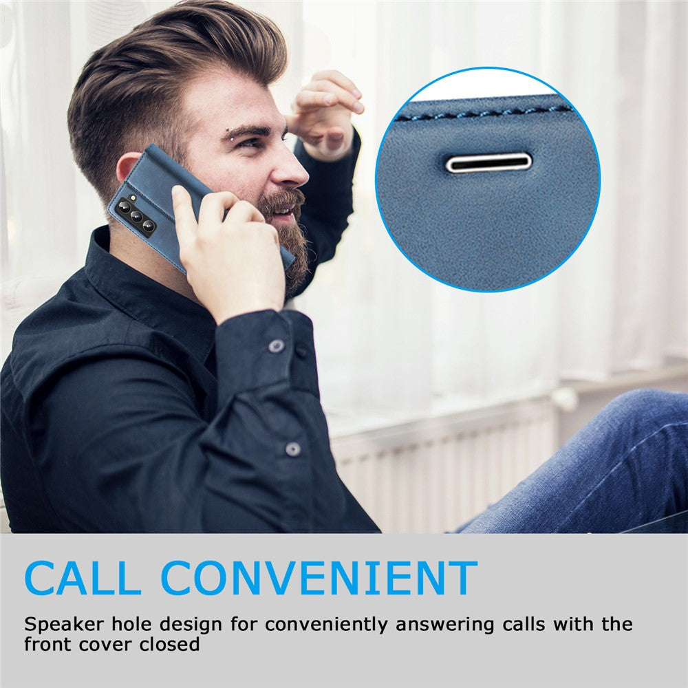 LC.IMEEKE Strong Magnetic Adsorption Shell for Samsung Galaxy S22 5G, PU Leather TPU Bumper Stand Flip Wallet Case