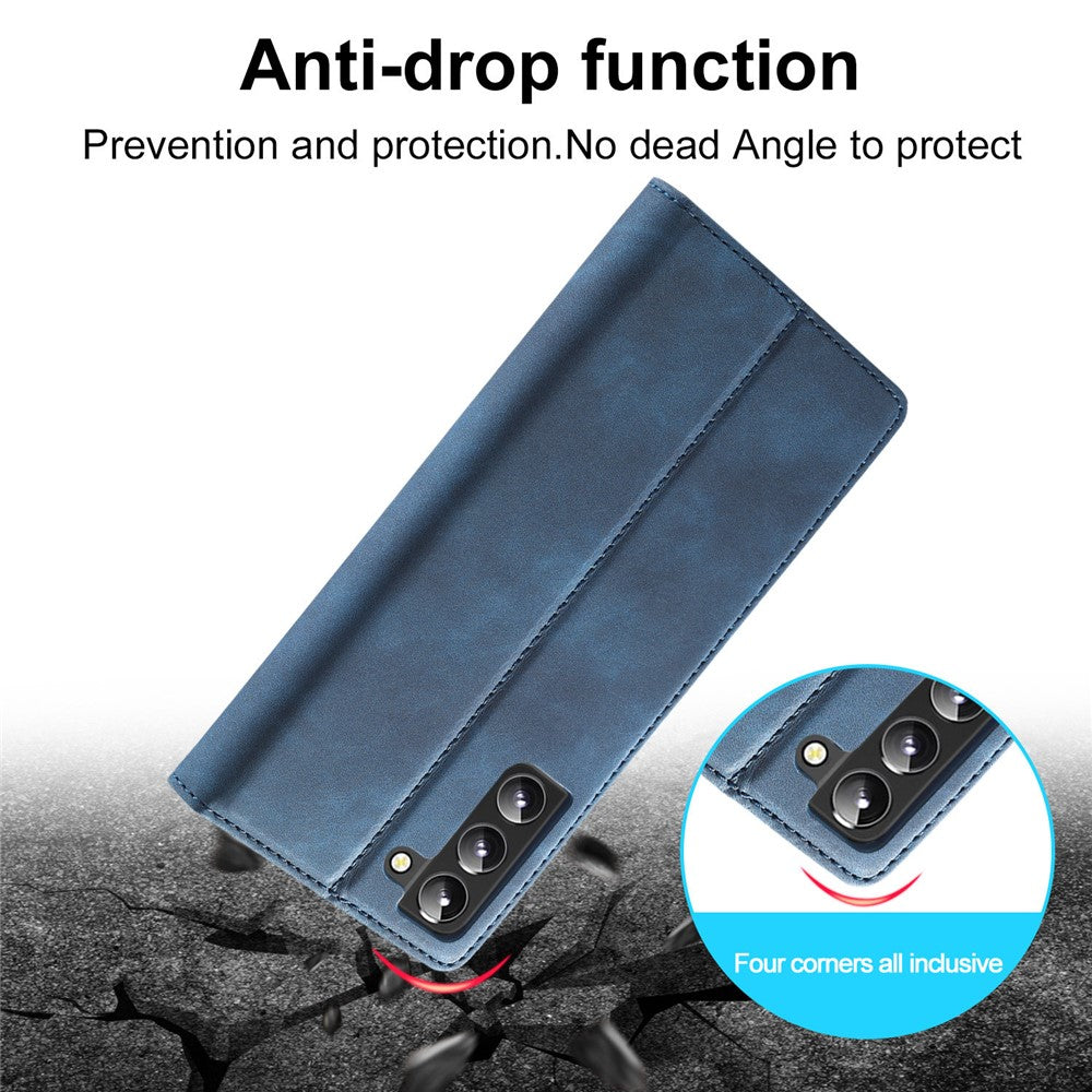 LC.IMEEKE Strong Magnetic Adsorption Shell for Samsung Galaxy S22 5G, PU Leather TPU Bumper Stand Flip Wallet Case