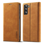 LC.IMEEKE Strong Magnetic Adsorption Shell for Samsung Galaxy S22 5G, PU Leather TPU Bumper Stand Flip Wallet Case