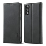 LC.IMEEKE Strong Magnetic Adsorption Shell for Samsung Galaxy S22 5G, PU Leather TPU Bumper Stand Flip Wallet Case
