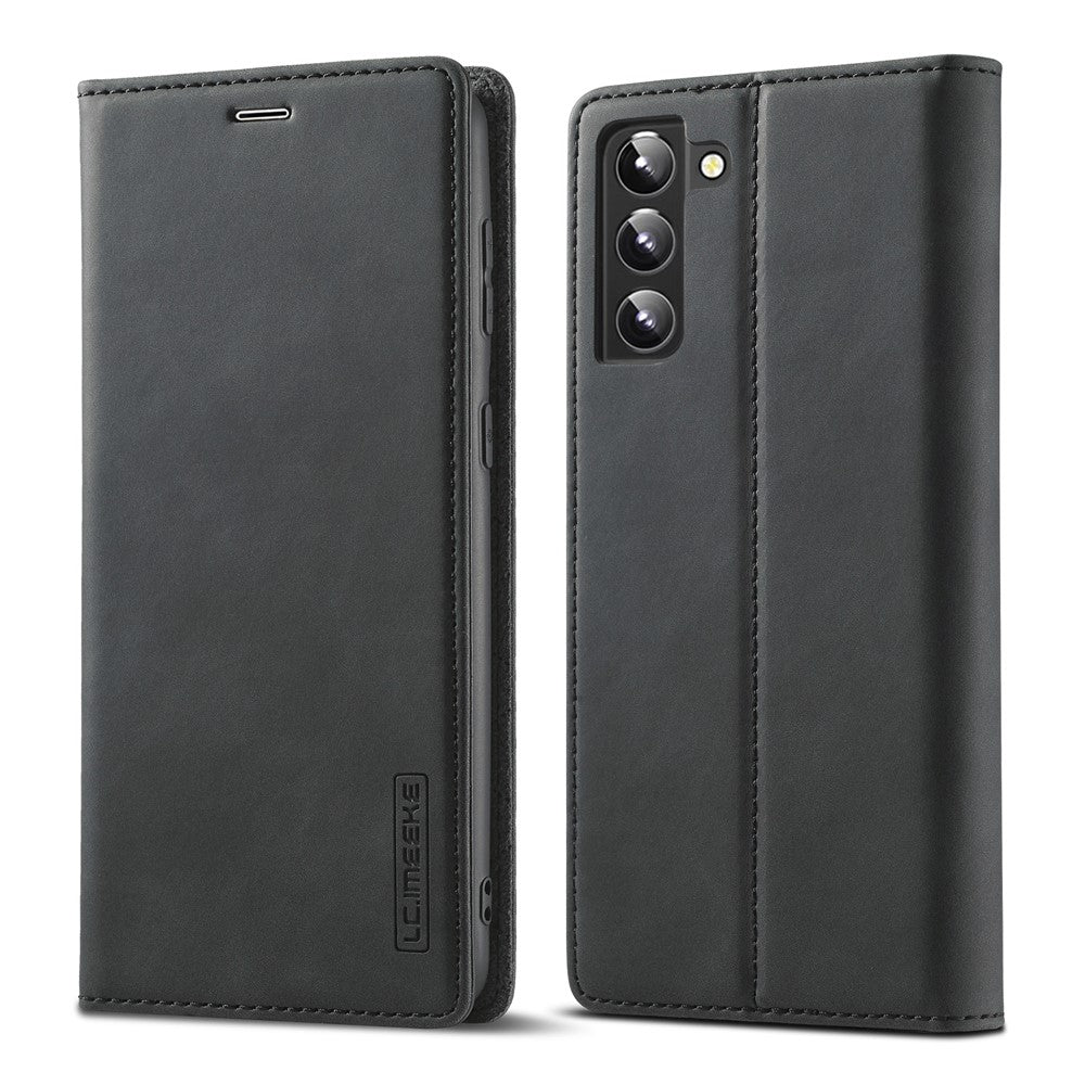 LC.IMEEKE Strong Magnetic Adsorption Shell for Samsung Galaxy S22 5G, PU Leather TPU Bumper Stand Flip Wallet Case