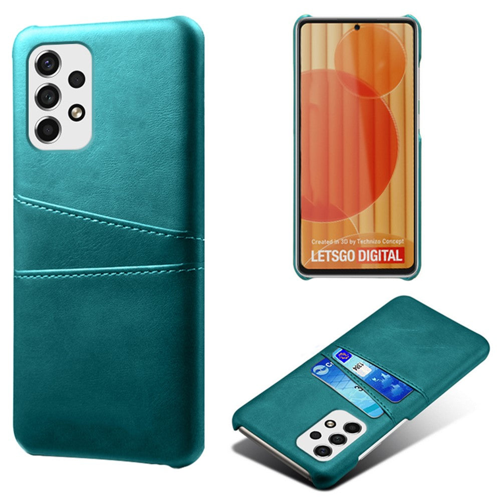Til Samsung Galaxy A53 5G Anti-ridse kortholder design PU-læderbelagt hårdt PC dobbeltbeskyttelsescover mobiltelefonetui
