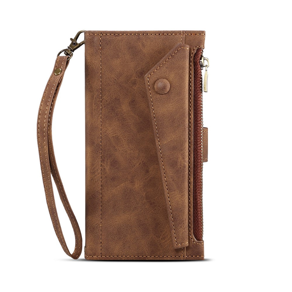 ESEBLE For Samsung Galaxy S22+ 5G Multifunction Zipper Pocket Wallet Stand Cover Shockproof Phone Case with Wrist Strap