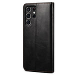 For Samsung Galaxy S22 Ultra 5G Crazy Horse Texture Anti-scratch Waxy PU Leather Magnetic Absorption Wallet Stand Phone Case Cover Shell