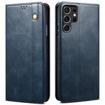 For Samsung Galaxy S22 Ultra 5G Crazy Horse Texture Anti-scratch Waxy PU Leather Magnetic Absorption Wallet Stand Phone Case Cover Shell