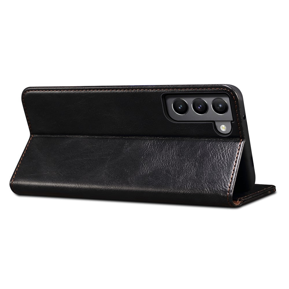 For Samsung Galaxy S22 5G Crazy Horse Texture Waxy PU Leather Magnetic Absorption Wallet Stand Anti-drop Phone Case Cover Shell