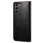 For Samsung Galaxy S22 5G Crazy Horse Texture Waxy PU Leather Magnetic Absorption Wallet Stand Anti-drop Phone Case Cover Shell