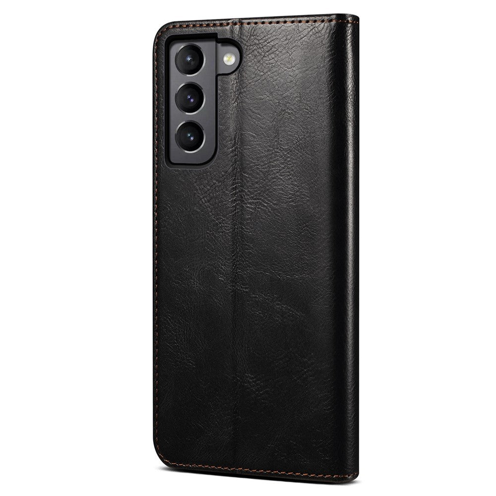 For Samsung Galaxy S22 5G Crazy Horse Texture Waxy PU Leather Magnetic Absorption Wallet Stand Anti-drop Phone Case Cover Shell