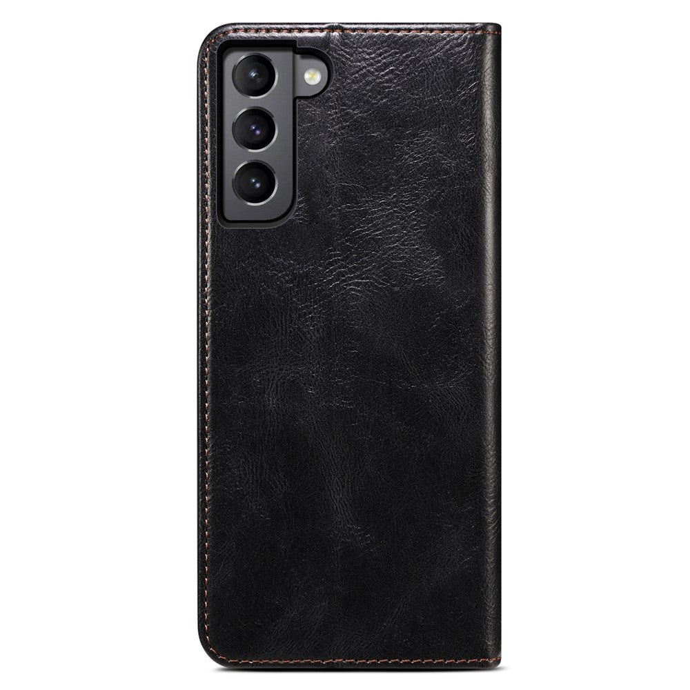 For Samsung Galaxy S22 5G Crazy Horse Texture Waxy PU Leather Magnetic Absorption Wallet Stand Anti-drop Phone Case Cover Shell