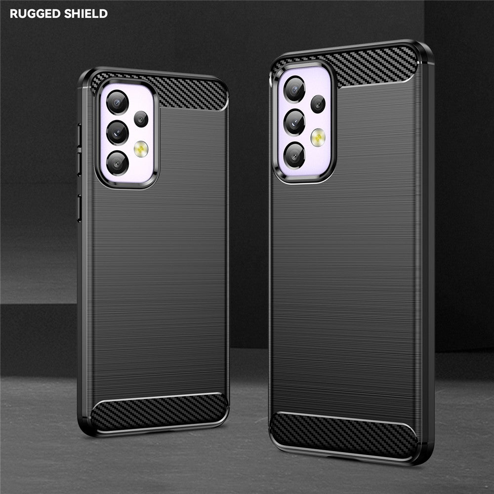 Til Samsung Galaxy A33 5G Anti-ridse Stødsikkert 1,8 mm TPU Cover Børstet Overflade Kulfiber Tekstur Telefoncover