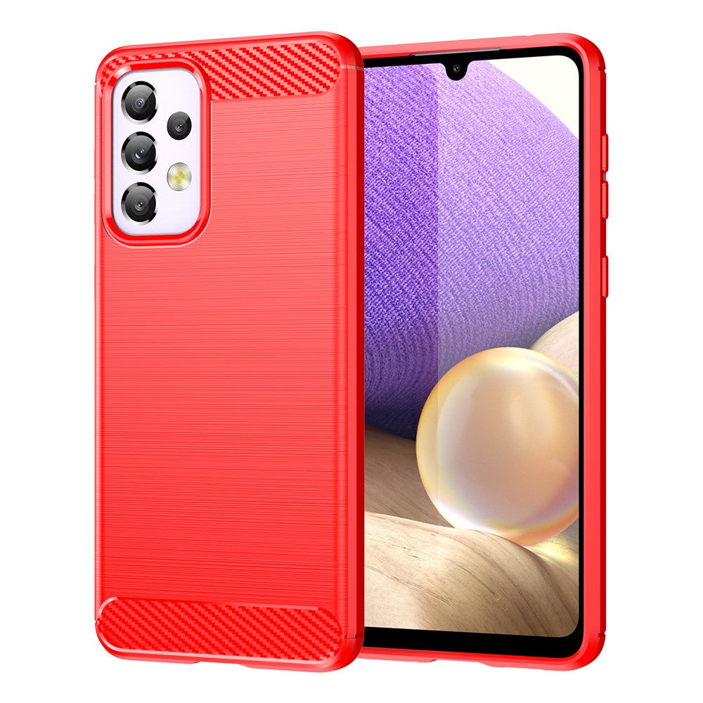 Til Samsung Galaxy A33 5G Anti-ridse Stødsikkert 1,8 mm TPU Cover Børstet Overflade Kulfiber Tekstur Telefoncover