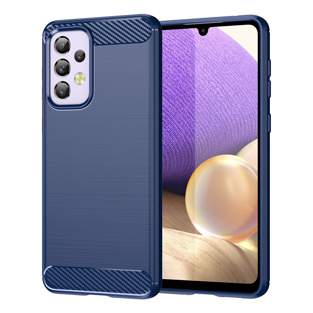 Til Samsung Galaxy A33 5G Anti-ridse Stødsikkert 1,8 mm TPU Cover Børstet Overflade Kulfiber Tekstur Telefoncover