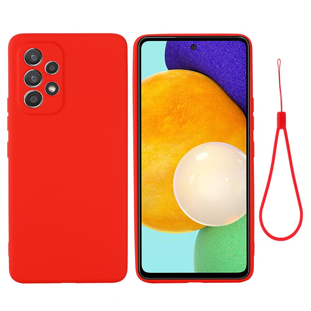 Liquid Silicone Phone Case for Samsung Galaxy A33 5G, Drop Protection Microfiber Lining Cushion Anti-Scratch Cover with Strap