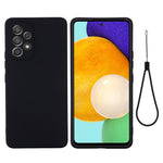 Liquid Silicone Phone Case for Samsung Galaxy A53 5G, Soft Touch Microfiber Lining Shockproof Anti-Scratch Shell with Strap