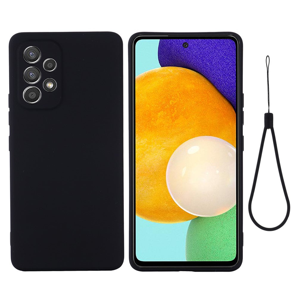 Liquid Silicone Phone Case for Samsung Galaxy A53 5G, Soft Touch Microfiber Lining Shockproof Anti-Scratch Shell with Strap