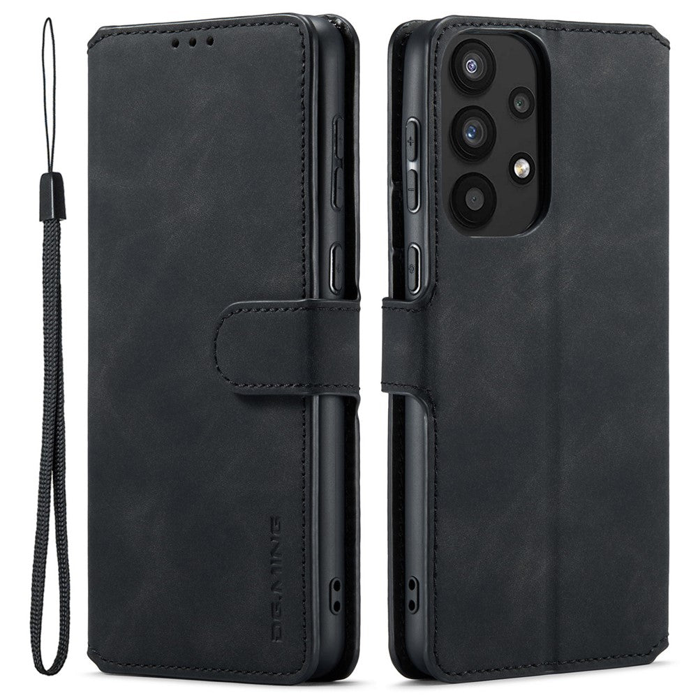 DG.MING För Samsung Galaxy A33 5G Retro Style Magnetisk Stängning Stötsäkert PU Läder Plånboksfodral med Stativ