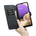 DG.MING För Samsung Galaxy A33 5G Retro Style Magnetisk Stängning Stötsäkert PU Läder Plånboksfodral med Stativ