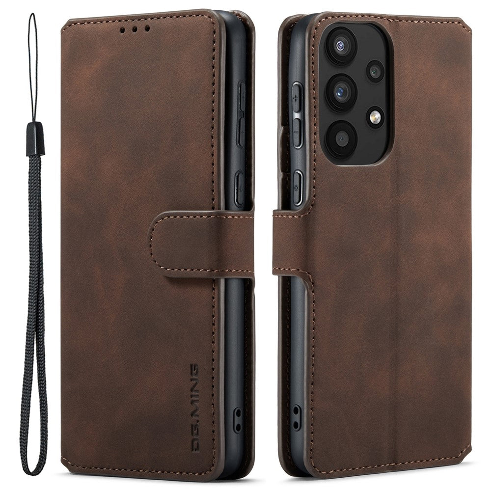 DG.MING För Samsung Galaxy A33 5G Retro Style Magnetisk Stängning Stötsäkert PU Läder Plånboksfodral med Stativ