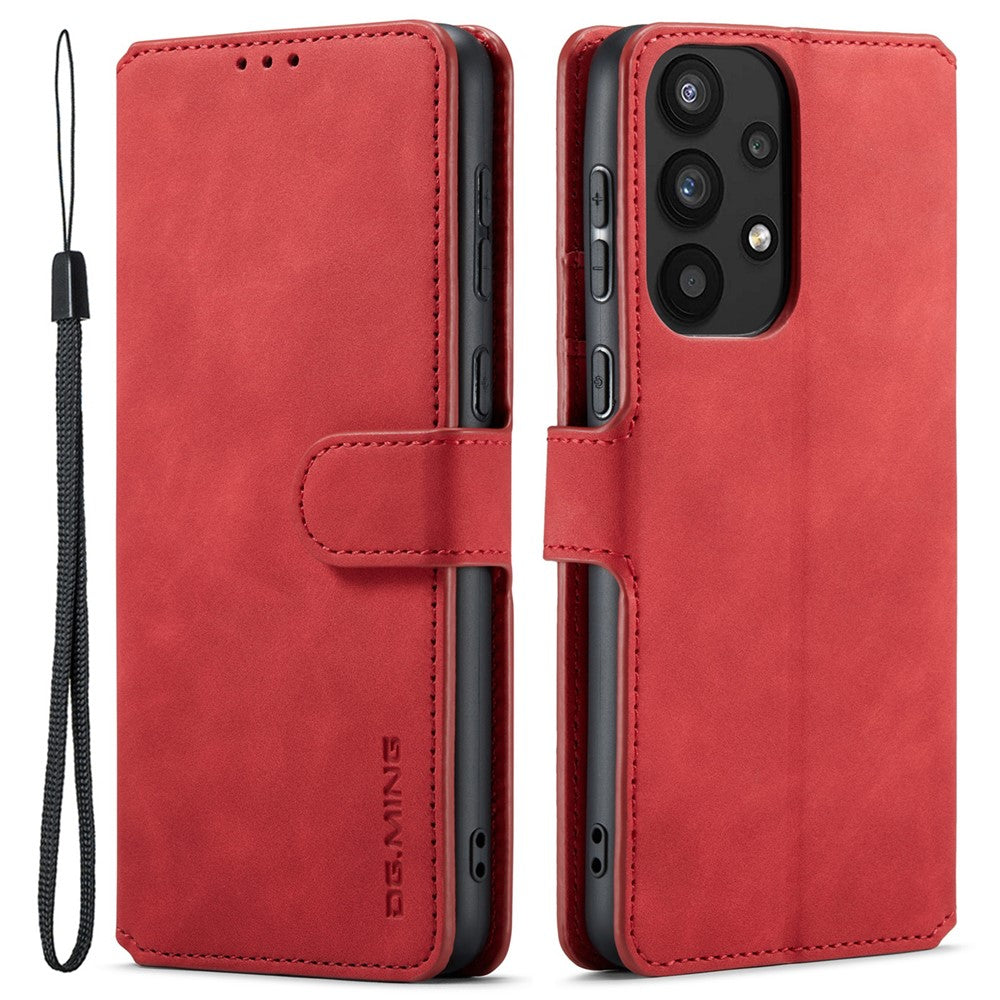 DG.MING För Samsung Galaxy A33 5G Retro Style Magnetisk Stängning Stötsäkert PU Läder Plånboksfodral med Stativ
