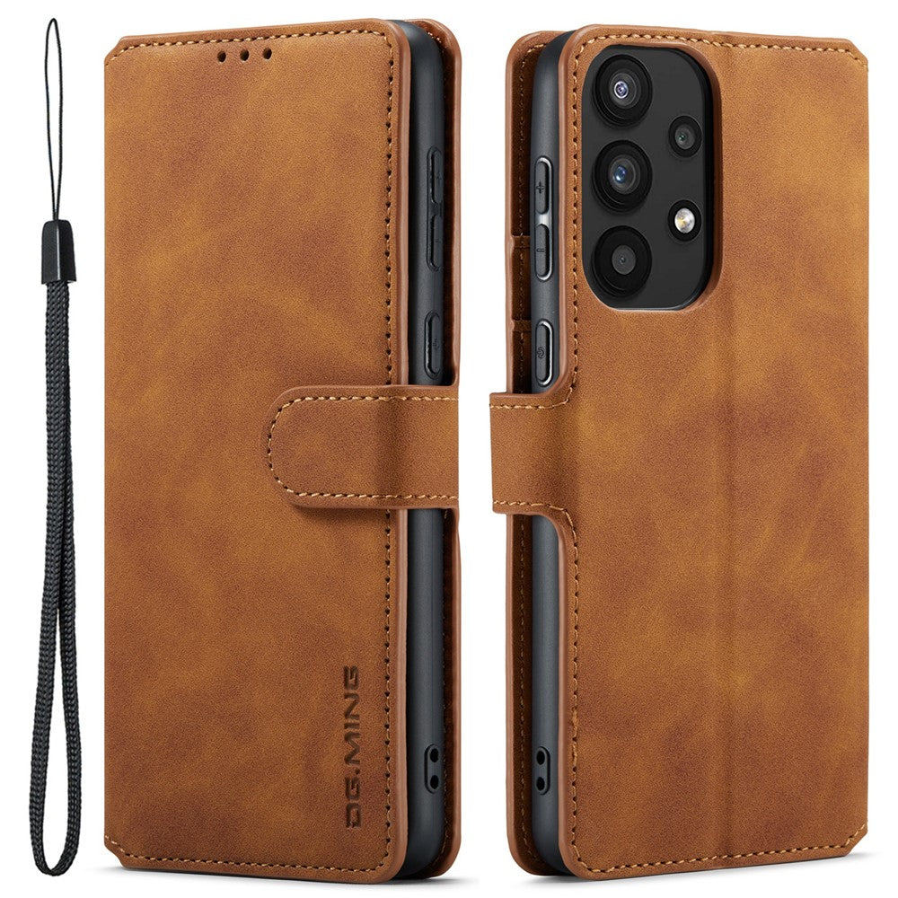DG.MING For Samsung Galaxy A33 5G Retro Style Magnetic Closure Shockproof PU Leather Wallet Phone Case with Stand