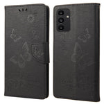 Til Samsung Galaxy A13 4G præget store sommerfugle læder mobiltelefonetui pung stander telefonetui telefonskal