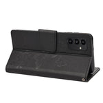 Til Samsung Galaxy A13 4G præget store sommerfugle læder mobiltelefonetui pung stander telefonetui telefonskal