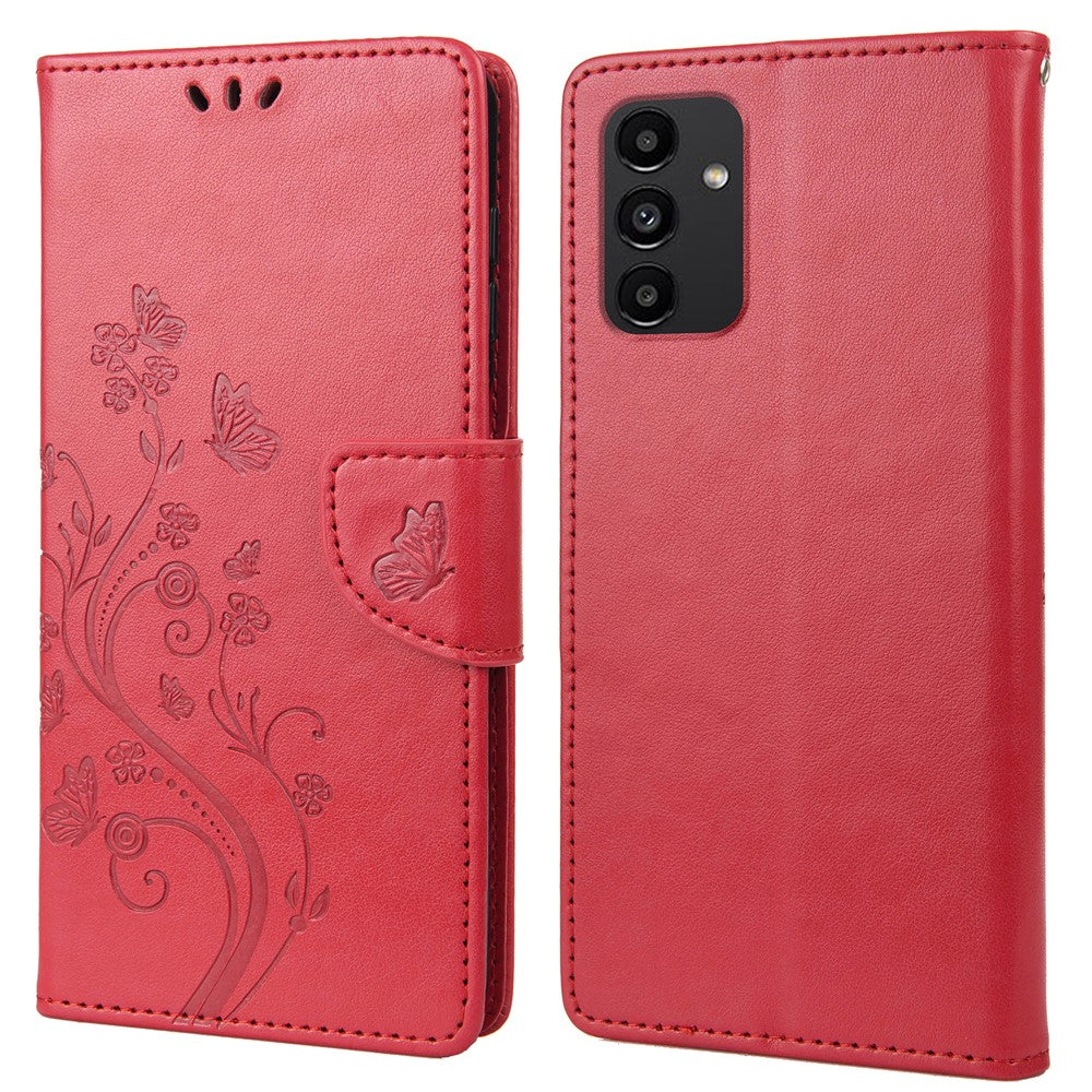 Til Samsung Galaxy A13 4G Anti-ridse Stilfuldt Præget Sommerfugle Læder Telefoncover Praktisk Pung Stand Etui