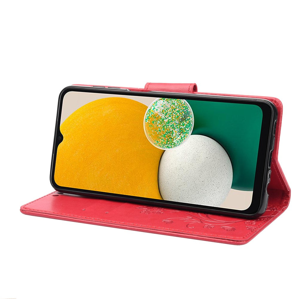 Til Samsung Galaxy A13 4G Anti-ridse Stilfuldt Præget Sommerfugle Læder Telefoncover Praktisk Pung Stand Etui