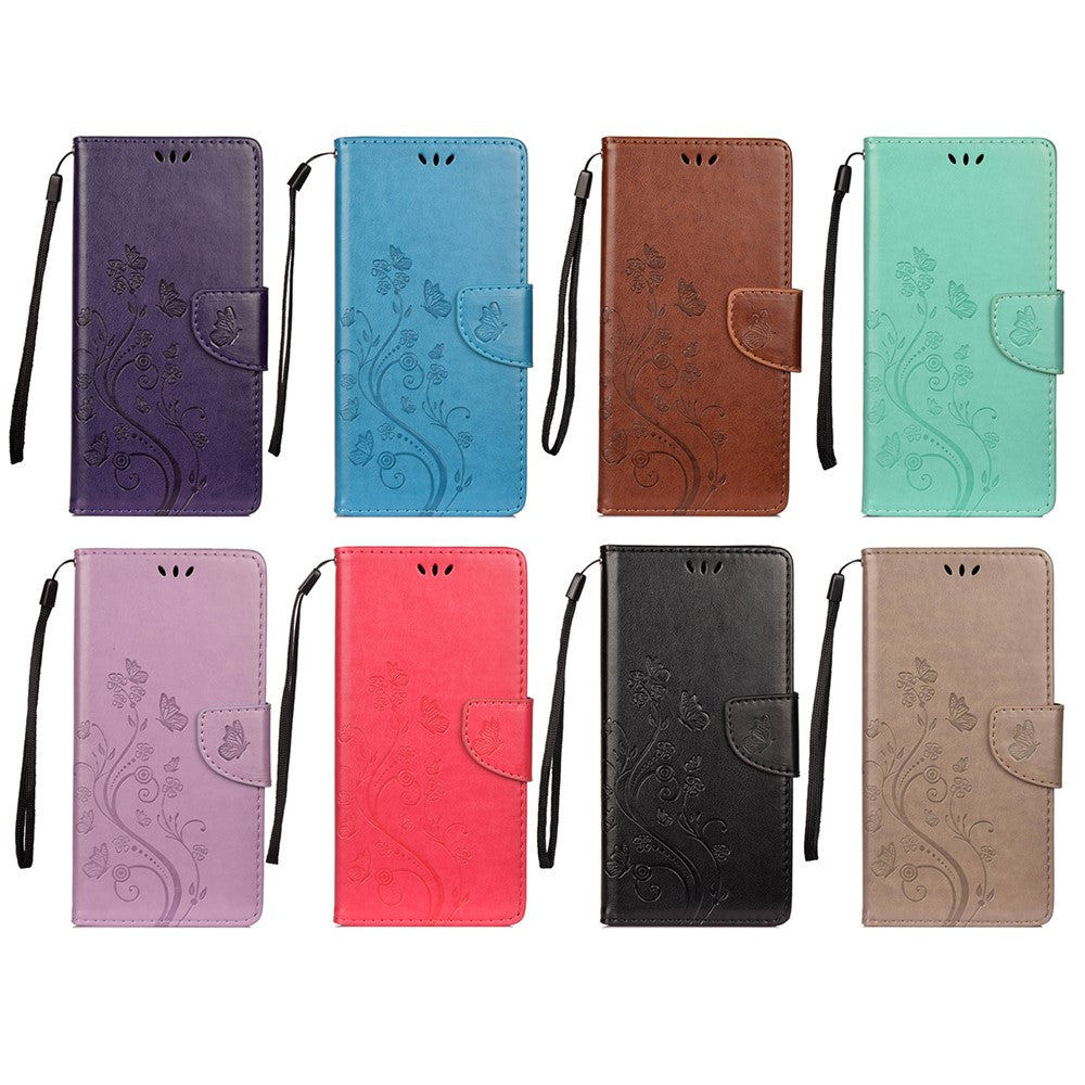 Til Samsung Galaxy A13 4G Anti-ridse Stilfuldt Præget Sommerfugle Læder Telefoncover Praktisk Pung Stand Etui
