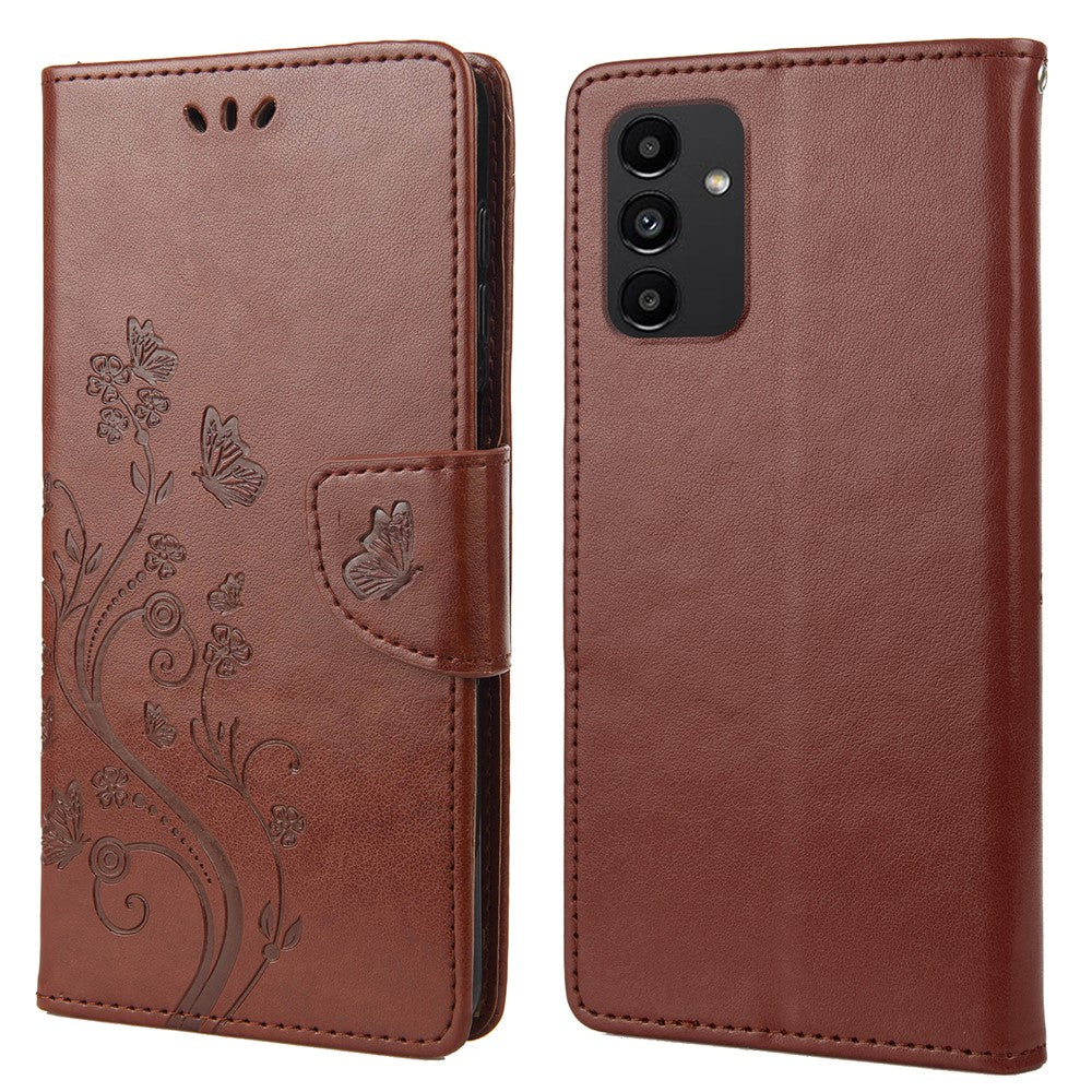 Til Samsung Galaxy A13 4G Anti-ridse Stilfuldt Præget Sommerfugle Læder Telefoncover Praktisk Pung Stand Etui