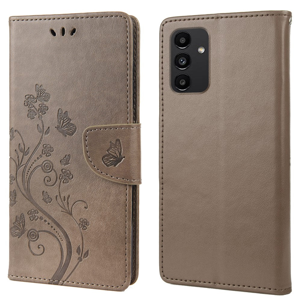 Til Samsung Galaxy A13 4G Anti-ridse Stilfuldt Præget Sommerfugle Læder Telefoncover Praktisk Pung Stand Etui