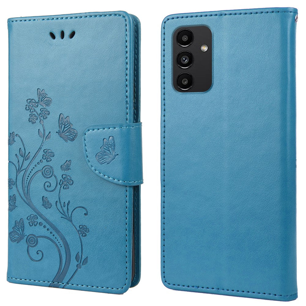 Til Samsung Galaxy A13 4G Anti-ridse Stilfuldt Præget Sommerfugle Læder Telefoncover Praktisk Pung Stand Etui