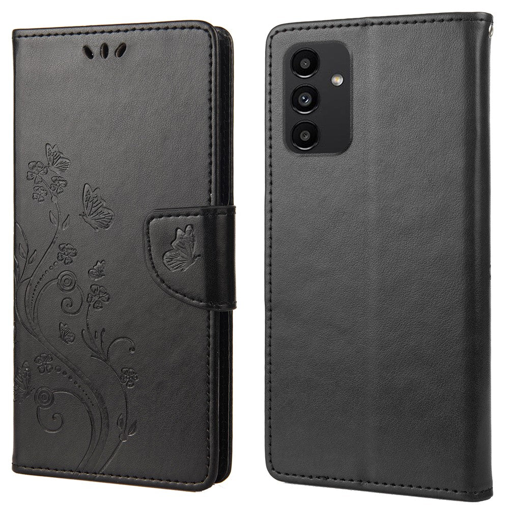 Til Samsung Galaxy A13 4G Anti-ridse Stilfuldt Præget Sommerfugle Læder Telefoncover Praktisk Pung Stand Etui
