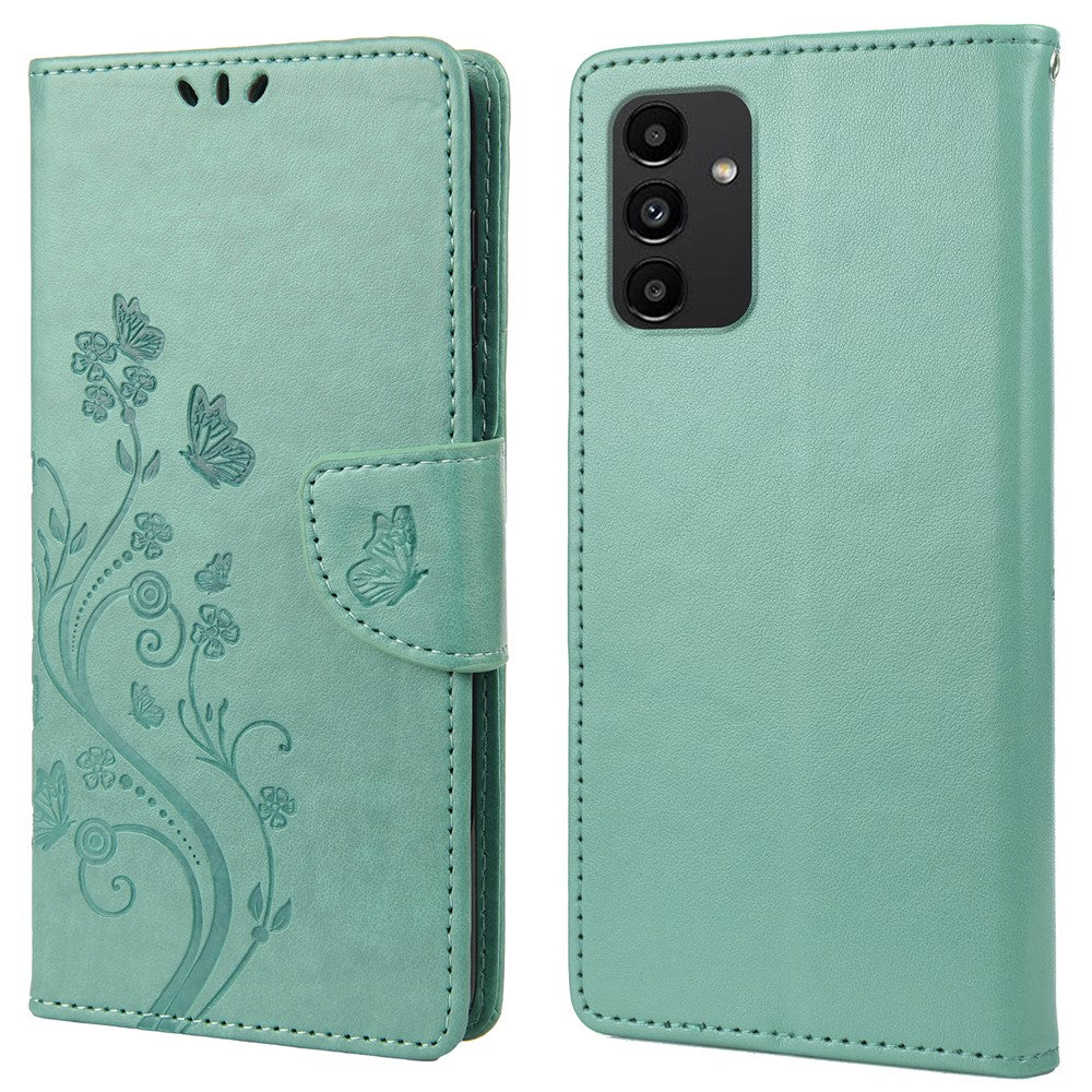 Til Samsung Galaxy A13 4G Anti-ridse Stilfuldt Præget Sommerfugle Læder Telefoncover Praktisk Pung Stand Etui