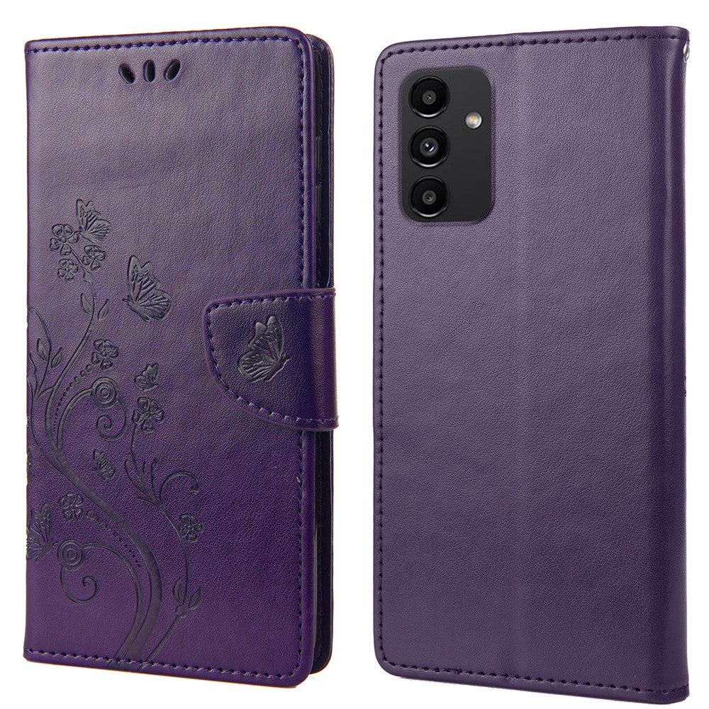 Til Samsung Galaxy A13 4G Anti-ridse Stilfuldt Præget Sommerfugle Læder Telefoncover Praktisk Pung Stand Etui