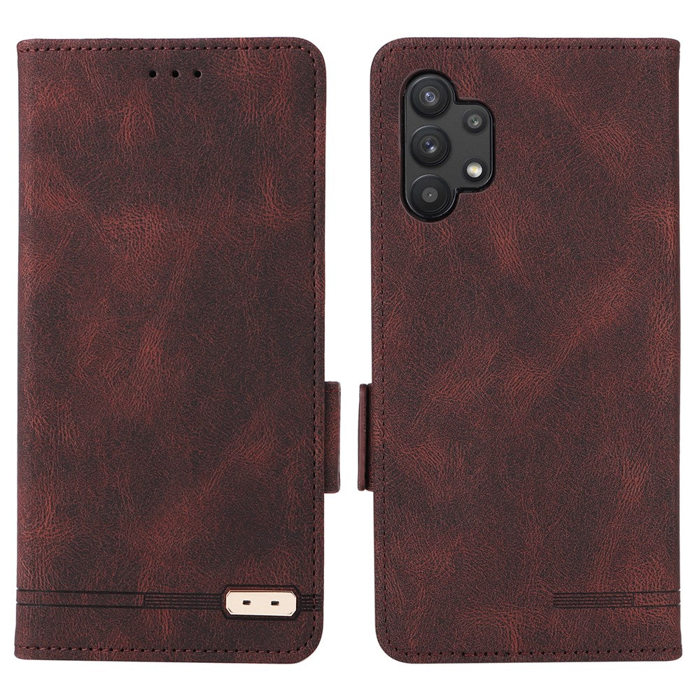 For Samsung Galaxy A32 5G Hardware Design Foldable Stand Wallet Cover Shockproof Leather Phone Case