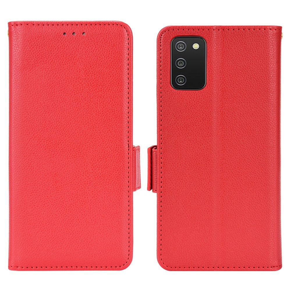 Til Samsung Galaxy A02s (164,2 mm) / A03s (164,2 mm) Litchi tekstur PU-læder cover med stander og pung i TPU