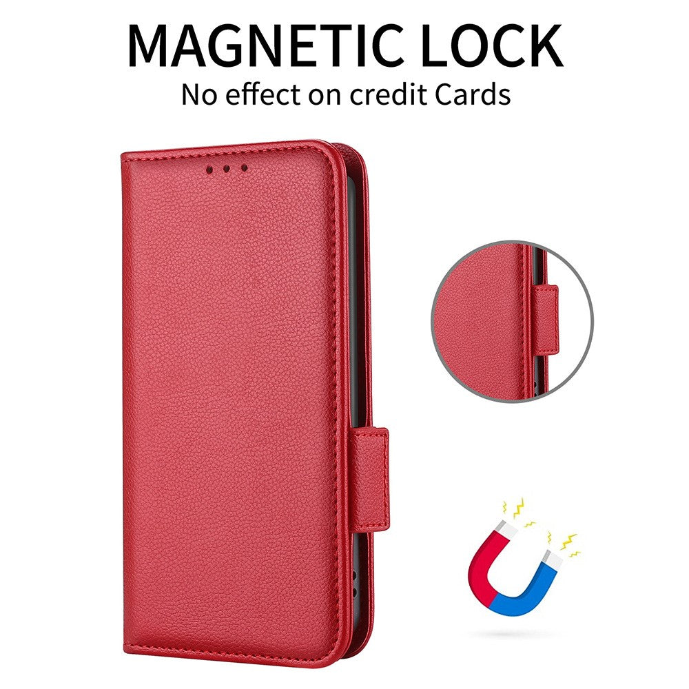 Til Samsung Galaxy A02s (164,2 mm) / A03s (164,2 mm) Litchi tekstur PU-læder cover med stander og pung i TPU