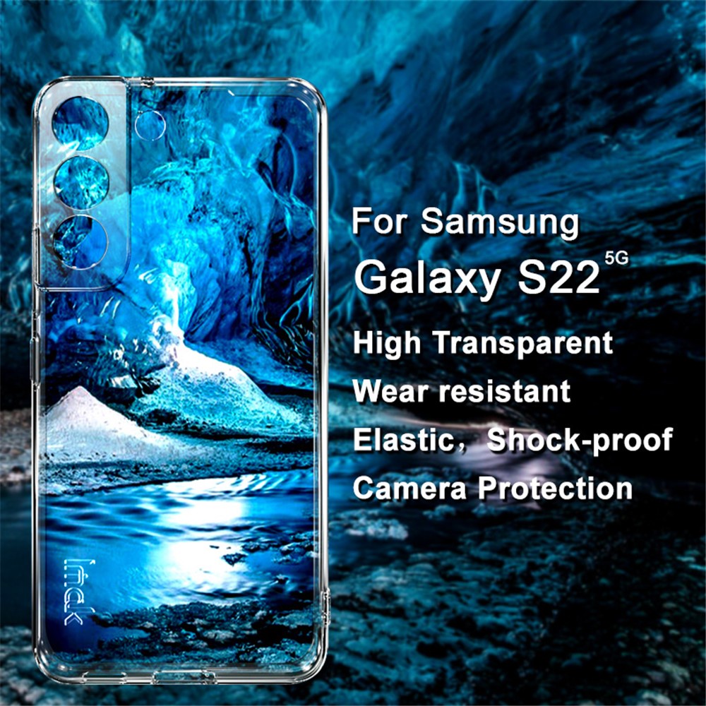 IMAK UX-5-serien TPU-skal för Samsung Galaxy S22 5G, reptåligt, smalt, transparent baksida för mobilen